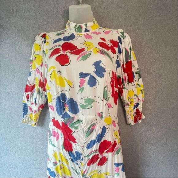 RIXO Red and Yellow Mock Neck Sundress with Puff Sleeves Y2k sz. 4 - Picture 8 of 16